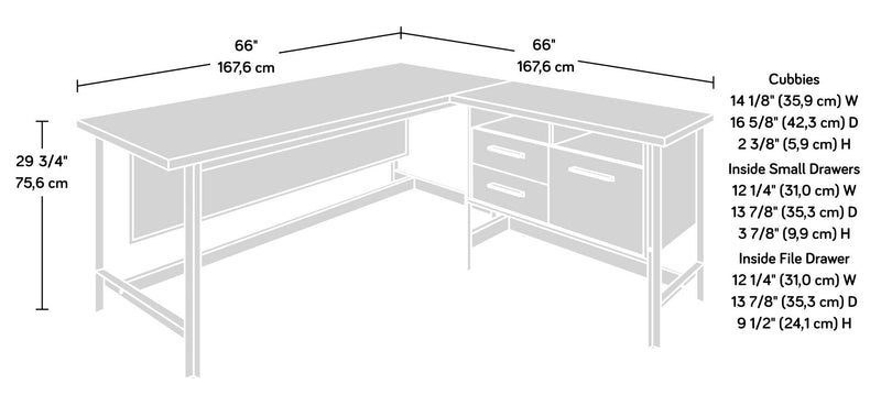 Briarbrook 65.98\" Commercial Grade L-Shaped Computer Office Desk with 3-Drawers - Brown
