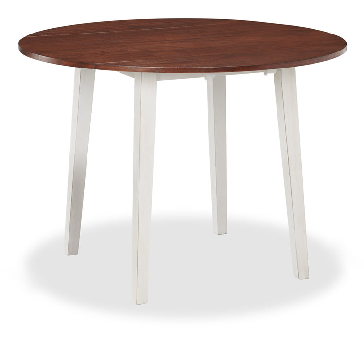 Bryn 3pc Dining Package with 42\" Drop-Leaf Table & 2 Chairs, Fabric -Two-Tone White & Brown