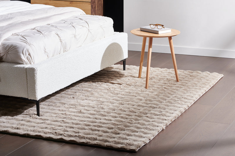 Faux Fur Bubble Taupe Area Rug with Memory Foam Backing - 5' x 7'