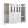 Bestar Florence 100\" Modular Walk-In Closet System with LED Lights, Rods, Shelves, Drawers and Doors