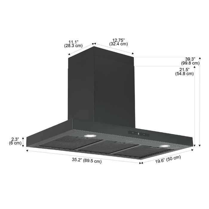 Ancona 36\" Convertible Wall-Mounted Range Hood - AN-1587 