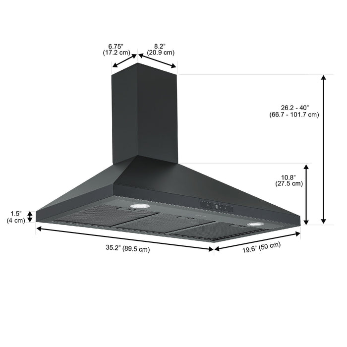 Ancona 36\" Convertible Wall-Mounted Range Hood - AN-1586 
