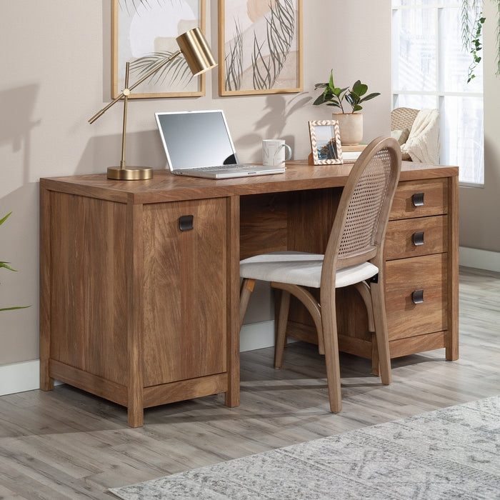 Cannery Bridge Commercial Grade Computer Office Desk with 3-Drawers & Cabinet - Brown