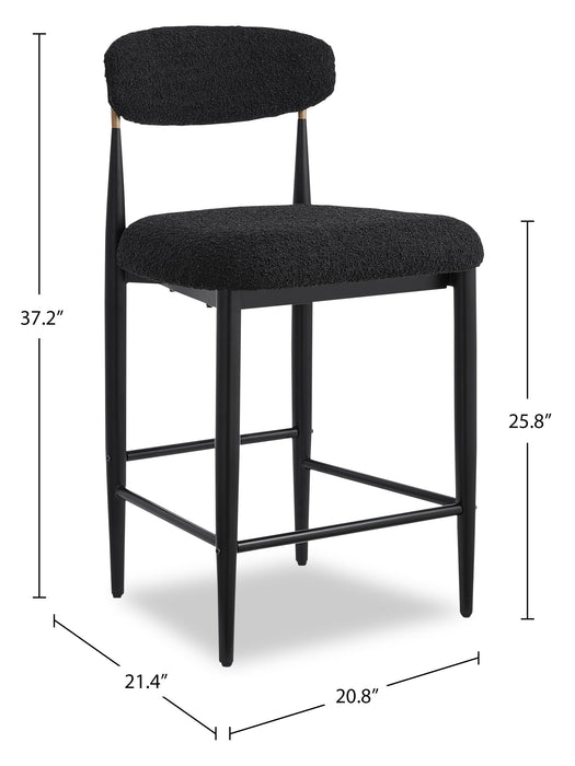 Capri Boucle Fabric Counter Dining Stool - Black