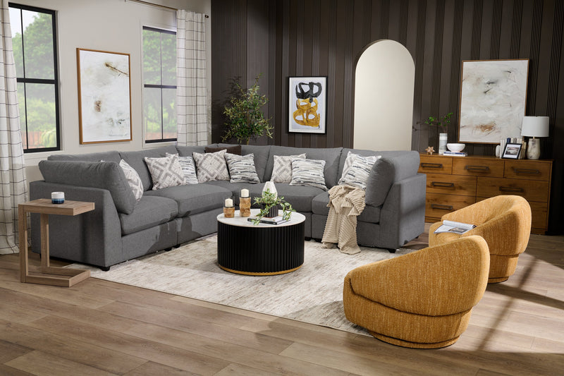 Kort & Co. Capri 32” Modern Round Coffee Table with White Sintered Stone Top and Casters - Black and Gold