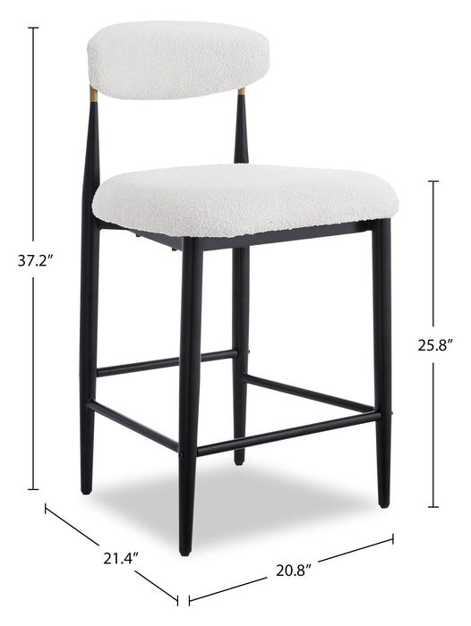 Capri Boucle Fabric Counter Stool - White