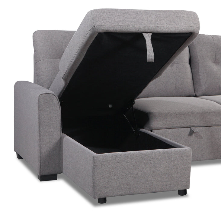 Carter 2-Piece Left-Facing Linen-Look Fabric Sleeper Sectional with Storage Chaise - Solis Grey 