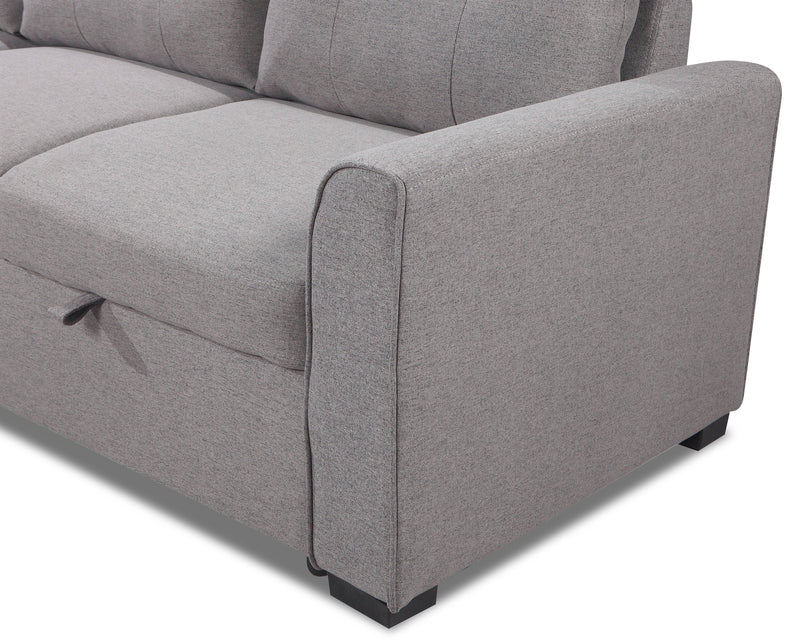 Carter 2-Piece Left-Facing Linen-Look Fabric Sleeper Sectional with Storage Chaise - Solis Grey 