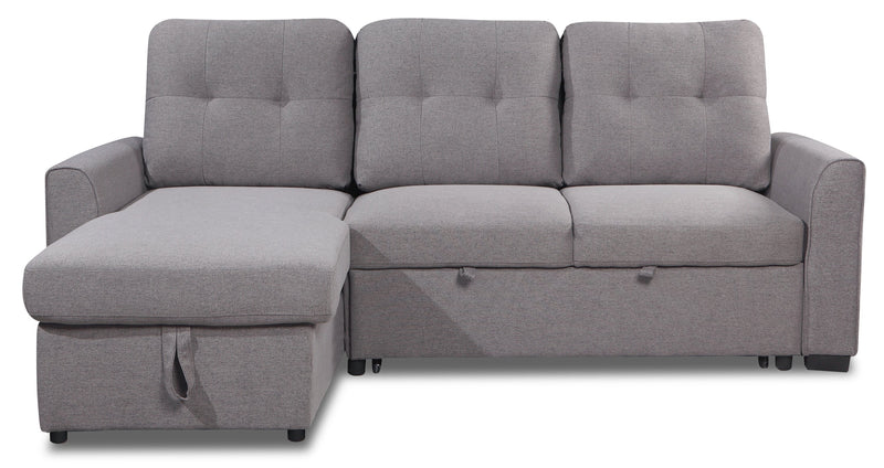 Carter 2-Piece Left-Facing Linen-Look Fabric Sleeper Sectional with Storage Chaise - Solis Grey 