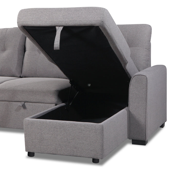 Carter 2-Piece Right-Facing Linen-Look Fabric Sleeper Sectional with Storage Chaise - Solis Grey 