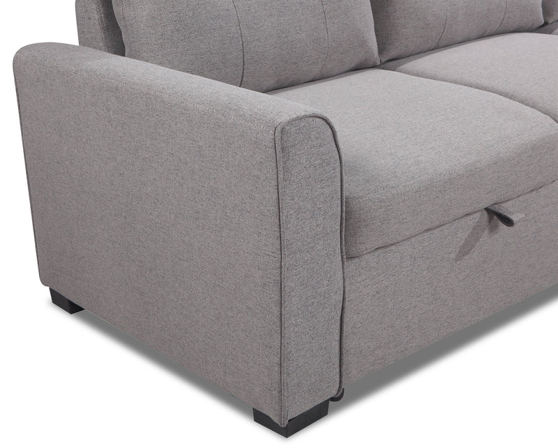 Carter 2-Piece Right-Facing Linen-Look Fabric Sleeper Sectional with Storage Chaise - Solis Grey 