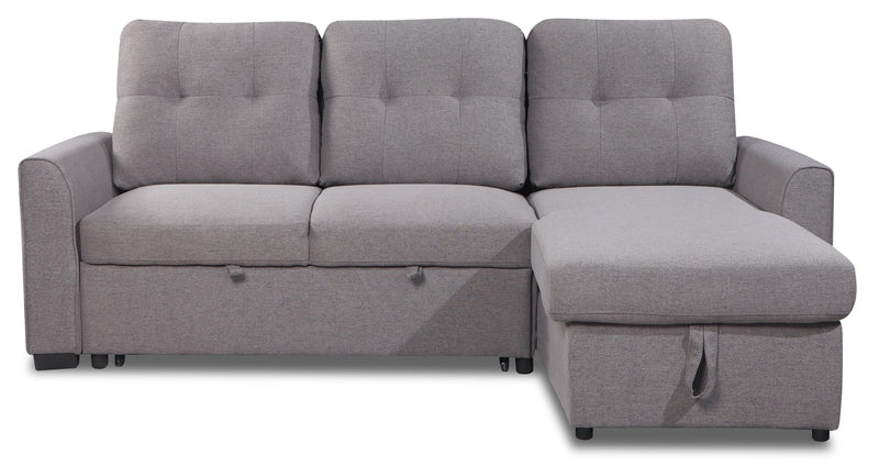 Carter 2-Piece Right-Facing Linen-Look Fabric Sleeper Sectional with Storage Chaise - Solis Grey 