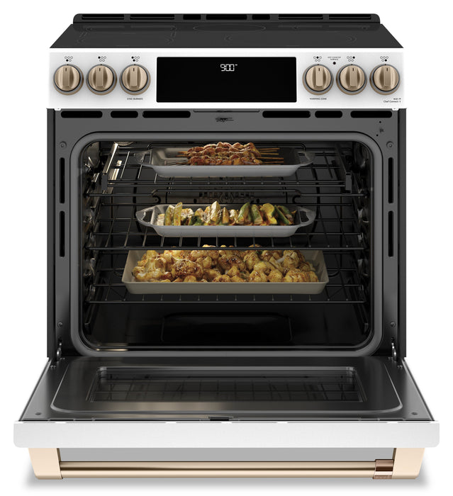 Cafe 5.7 Cu. Ft. Smart Induction Range with True European Convection and Self Clean Racks - Matte Wh… 