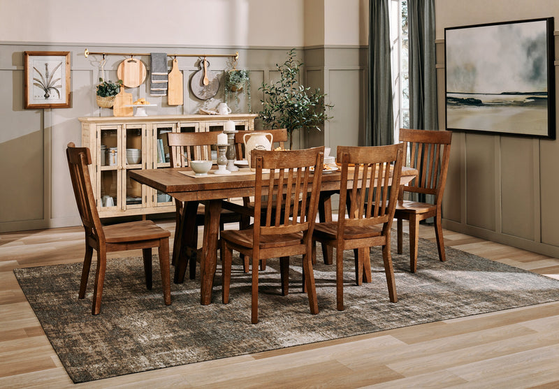 Cedar Dining Table, Pine Wood, Trestle-Base, 72.07\"W - Brown 