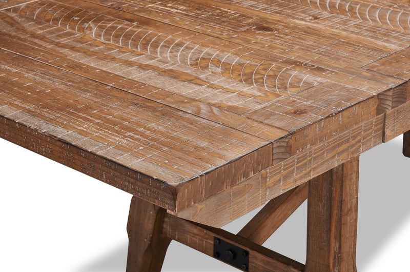 Cedar Dining Table, Pine Wood, Trestle-Base, 72.07\"W - Brown 