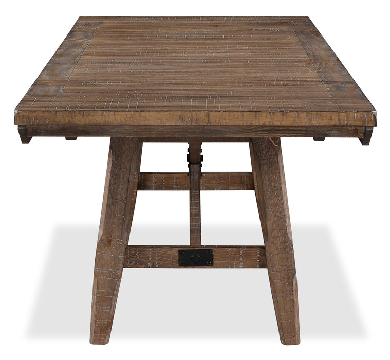 Cedar 7pc Dining Set with Table & 6 Chairs, Pine Wood, Trestle-Base, 72.07\"W - Brown 