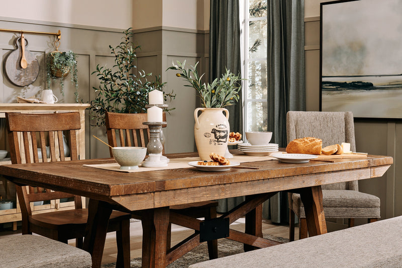 Cedar Dining Table, Pine Wood, Trestle-Base, 72.07\"W - Brown 
