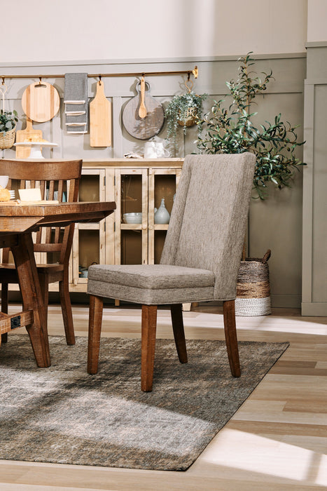 Cedar Dining Chair with Polyester Fabric, Pine Wood - Beige 