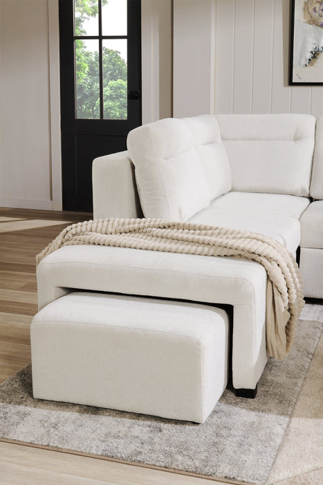Coast 3-Piece Left-Facing Fabric Sleeper Sectional with Storage and Ottoman - Ivory White 