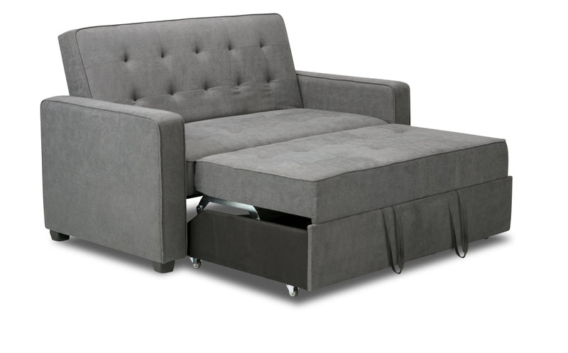 Cory 59\" Velvet Fabric Klik Klak Futon with Tufting - Grey 