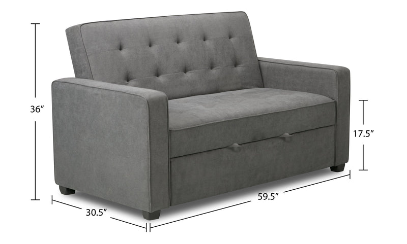 Corey Velvet Futon - Grey
