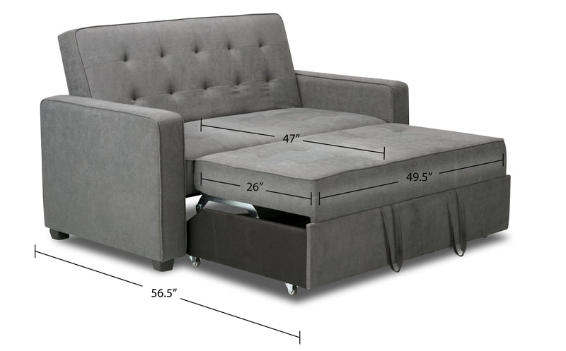 Corey Velvet Futon - Grey