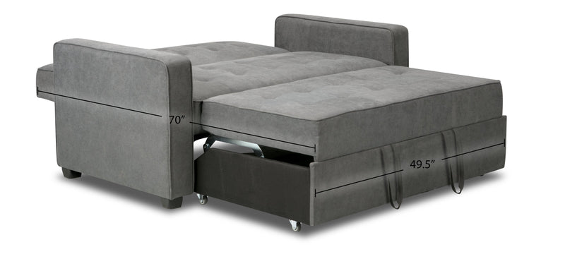 Cory 59\" Velvet Fabric Klik Klak Futon with Tufting - Grey 