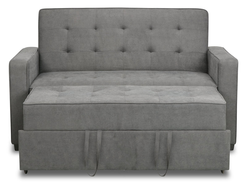 Cory 59\" Velvet Fabric Klik Klak Futon with Tufting - Grey 