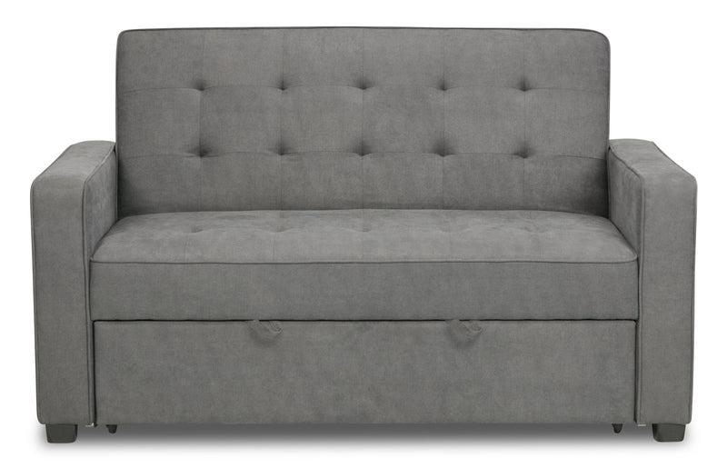 Cory 59\" Velvet Fabric Klik Klak Futon with Tufting - Grey 