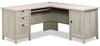 Costa 65.12\" Commercial Grade L-Shaped Office Desk with 3-Drawers & Cabinet - Chalked Chestnut