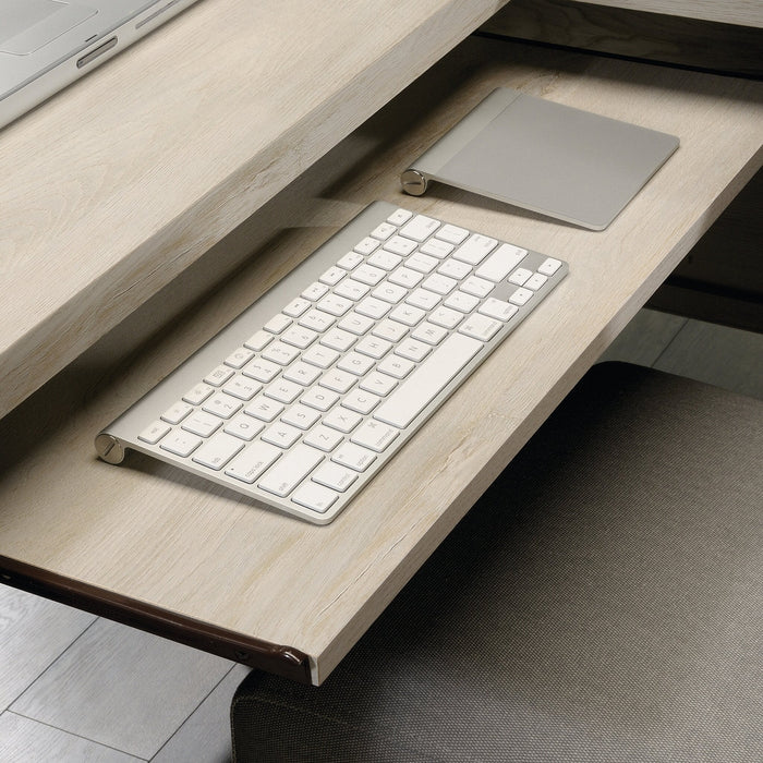 Costa 65.12\" Commercial Grade L-Shaped Office Desk with 3-Drawers & Cabinet - Chalked Chestnut