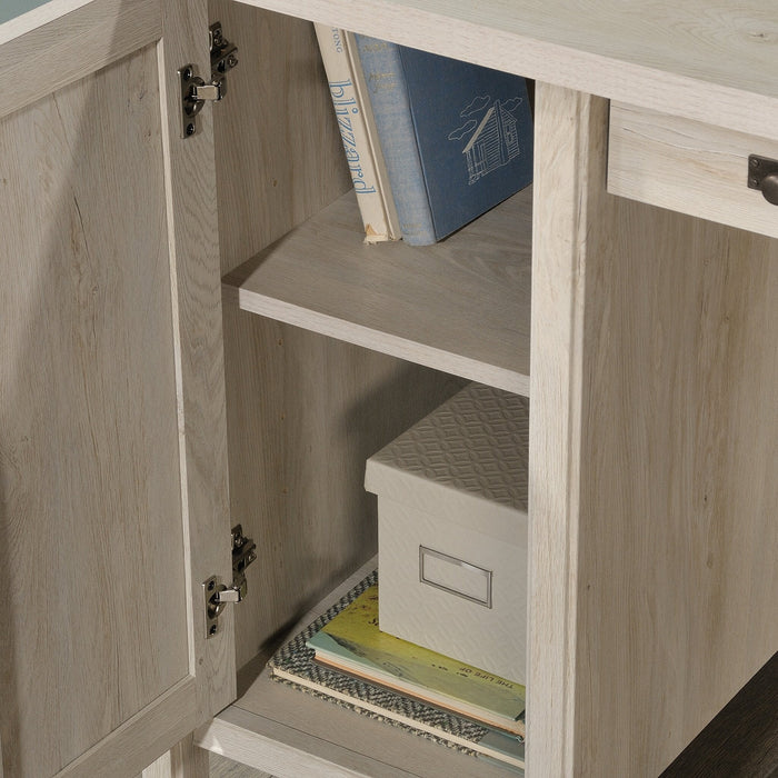 Costa 59.06\"  Commercial Grade Computer Office Desk with 2-Drawers & Cabinet - Chalked Chestnut