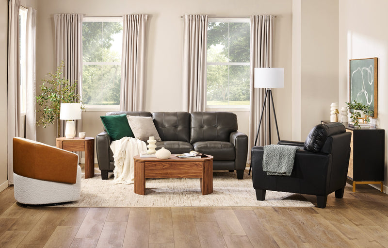 Curt Genuine Leather Sofa - Grey