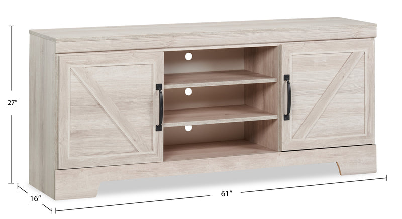 Davin 61\" Rustic TV Stand with Storage and Cable Management for TVs up to 70\"- Whitewash