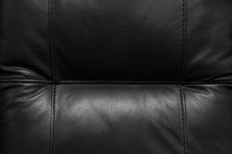 Canadian Made Dawson 40\" Genuine Leather Power Reclining Chair with USB Port - Black