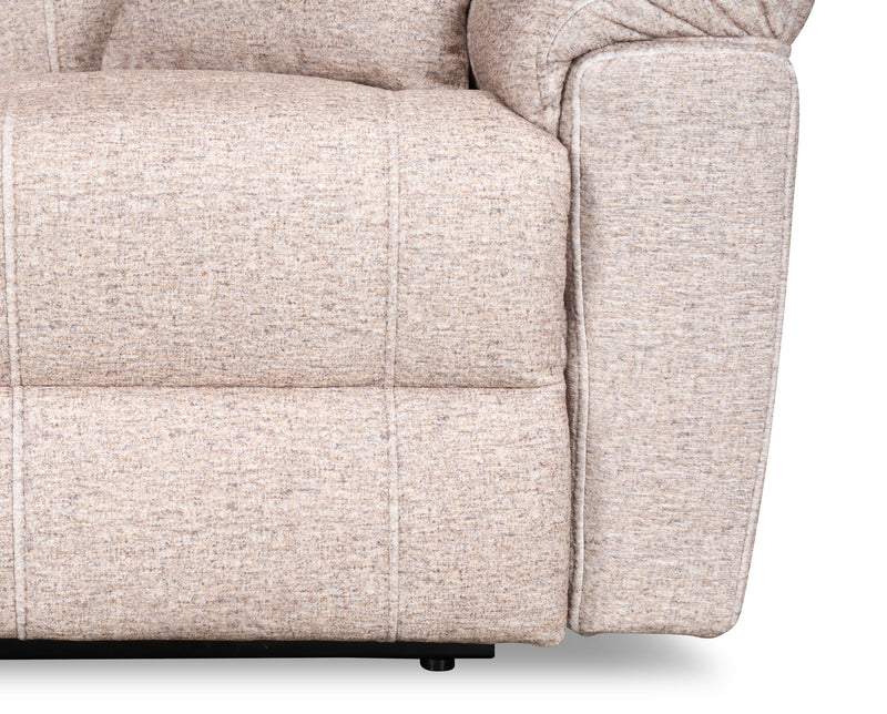 Made in Canada Dawson 64\" Fabric Power Reclining Loveseat with USB Port and Accent Pillows - Beige 
