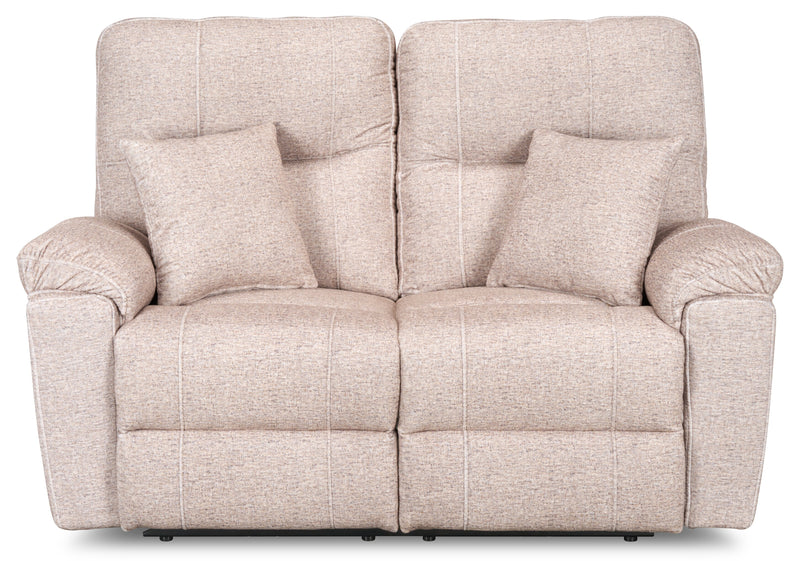 Made in Canada Dawson 64\" Fabric Power Reclining Loveseat with USB Port and Accent Pillows - Beige 