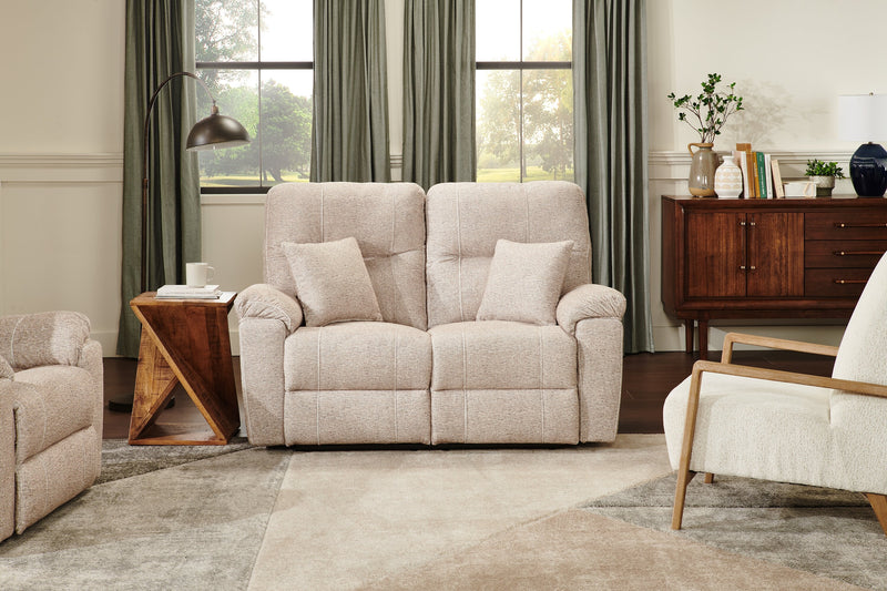Made in Canada Dawson 64\" Fabric Power Reclining Loveseat with USB Port and Accent Pillows - Beige 