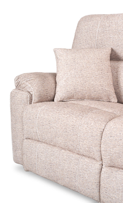 Canadian Made Dawson 87\" Fabric Power Reclining Sofa with USB Port and Accent Pillows - Beige