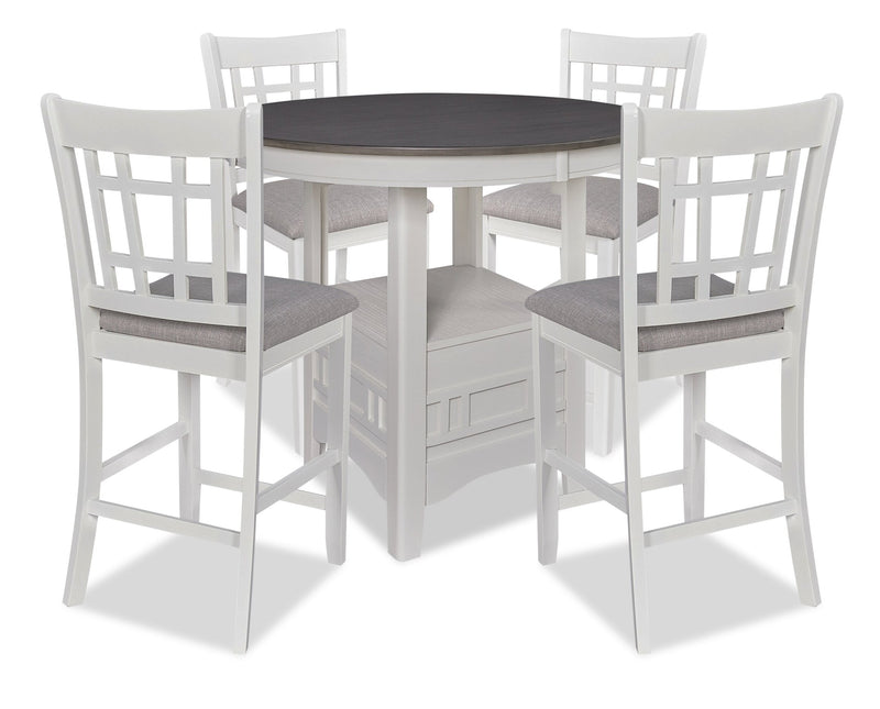 Dena 5-Piece Counter-Height Dining Package - White and Grey