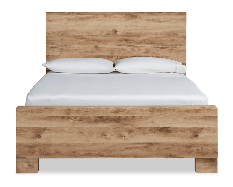 Derekson Panel Bed with Headboard & Frame, Natural - King Size 