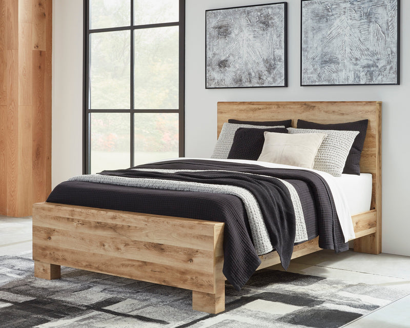 Derekson Panel Bed with Headboard & Frame, Natural - King Size 