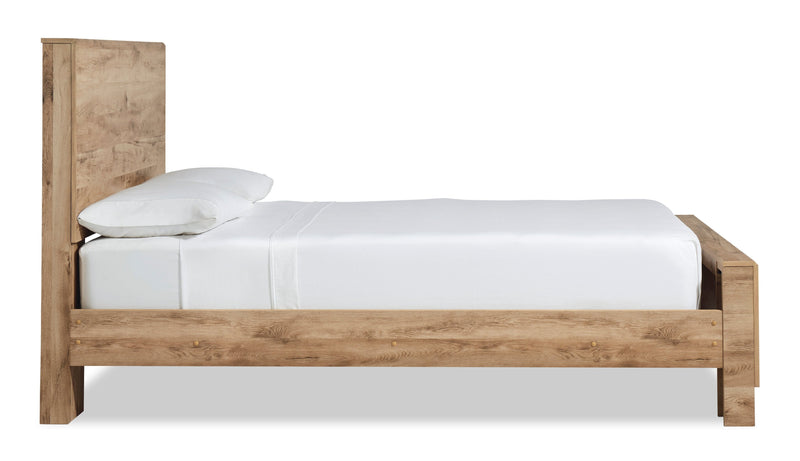 Derekson Panel Bed with Headboard & Frame, Natural - King Size 