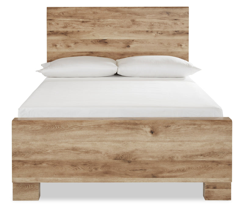 Derekson Panel Bed with Headboard & Frame, Natural - Queen Size 