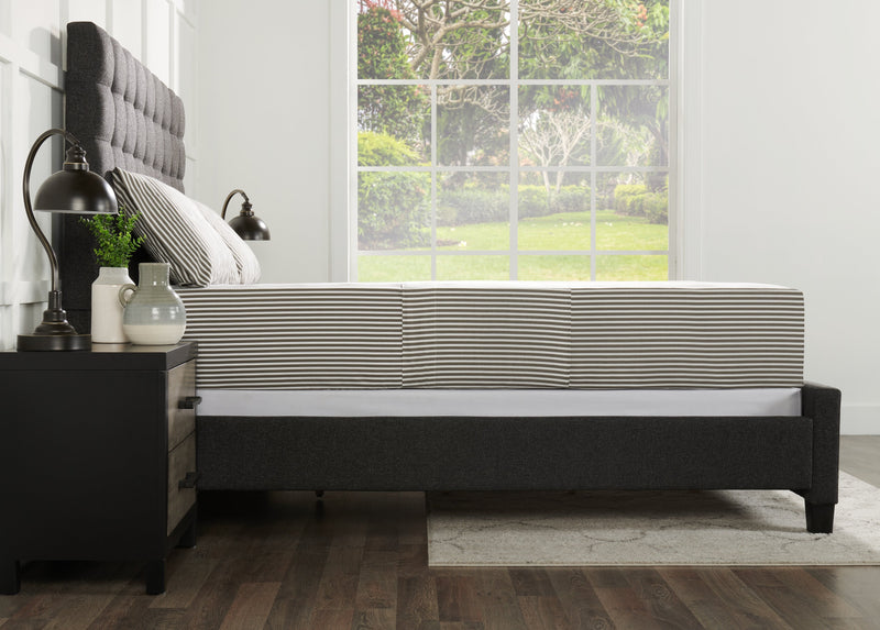 Striped 4-Piece Queen Cotton Sheet Set - Dark Grey 