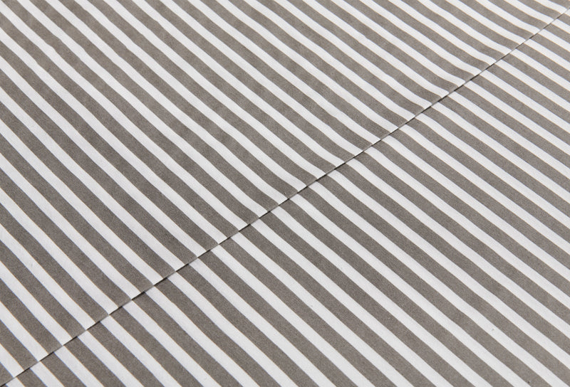 Striped 4-Piece Queen Cotton Sheet Set - Dark Grey 
