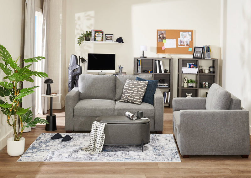 Dusk 52 \" Linen-Look Fabric Sleeper Chair with Track Arms - Grey