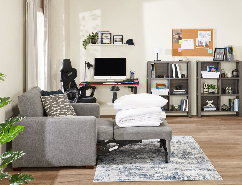 Drift 66.5\" Linen-Look Fabric Sleeper Sofa with Track Arms - Grey