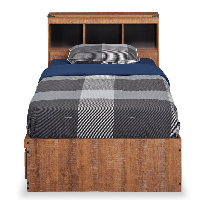 Driftwood Twin Mates Bed with Bookcase Headboard