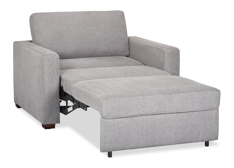 Dusk 52 \" Linen-Look Fabric Sleeper Chair with Track Arms - Grey